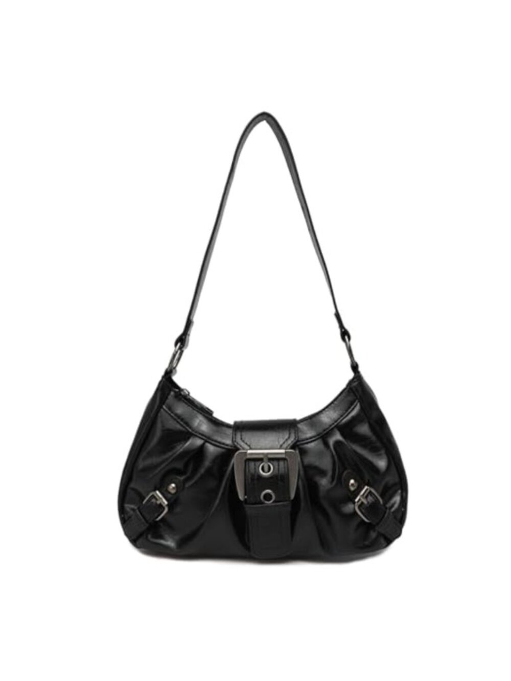 Hobo Shoulder Bag PU Leather Zipper Closure Adjustable Strap Mini Purse